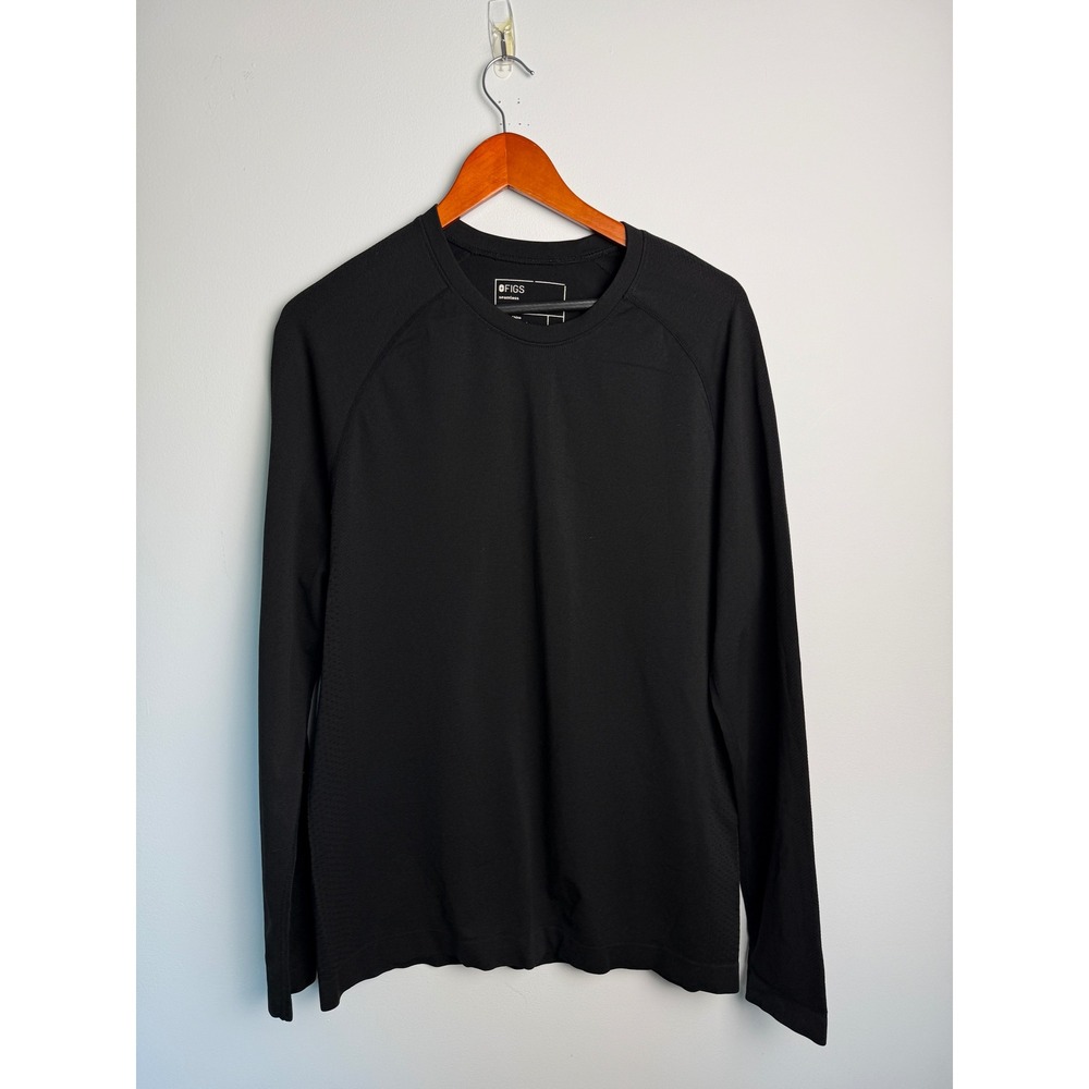 FIGS Seamless Threads for Threads Top Mens Black Raglan Long Sleeve Large